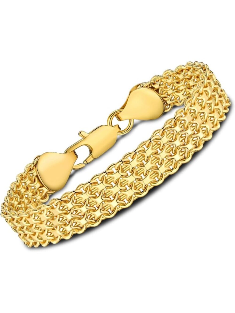 14K Gold Plated 10mm Mesh Chain Link Bracelet | Elegant Women's Jewelry Gift